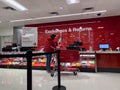 Lynnwood, WA USA - circa February 2023: Wide view of the exchanges and returns line inside a Target retail store
