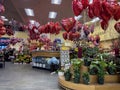 Lynnwood, WA USA - circa February 2023: Wide view of Valentines Day gifts for sale inside a grocery store