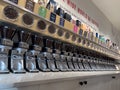 Lynnwood, WA USA - circa January 2023: Angled view of an assortment of coffee beans for sale inside a Seattle Coffee Gear shop