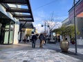 Lynnwood, WA USA - circa January 2023: Wide view of the outdoor shopping area at the Alderwood Mall