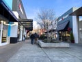 Lynnwood, WA USA - circa January 2023: Wide view of the outdoor shopping area at the Alderwood Mall