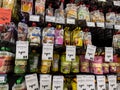 Lynnwood, WA USA - circa March 2023: Wide view of baby food squeeze pouches for sale inside a Town and Country Market