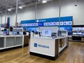 Lynnwood, WA USA - circa March 2023: Wide view of Microsoft Windows products for sale inside a Best Buy store