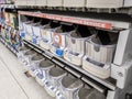 Lynnwood, WA USA - circa May 2022: Angled view of bare shelves during a baby formula shortage inside a QFC grocery store