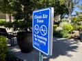 Lynnwood, WA USA - circa May 2023: Close up view of a Clean Air Zone sign at the Alderwood Mall Royalty Free Stock Photo