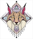 Lynx colorful design of tattoos and t-shirts