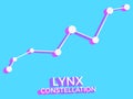 Lynx constellation 3d symbol. Constellation icon in isometric style on blue background. Cluster of stars and galaxies. Vector