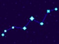 Lynx constellation in pixel art style. 8-bit stars in the night sky in retro video game style. Cluster of stars and galaxies.