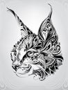 Lynx head in ornament. vector illustration