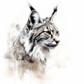 Lynx Head Watercolor Illustration With Dynamic Brushwork