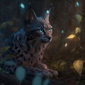 Lynx in a magic forest