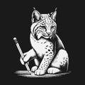 Lynx with Pencil - A Study in Focus and Determination Royalty Free Stock Photo