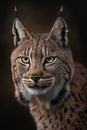 Lynx portrait on dark background. AI Generative Royalty Free Stock Photo