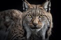 Lynx portrait on dark background. AI Generative Royalty Free Stock Photo