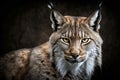 Lynx portrait on dark background. AI Generative Royalty Free Stock Photo