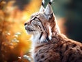 Ai Generated illustration Wildlife Concept of Lynx profile Royalty Free Stock Photo