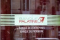 Banque Palatine logo brand and text sign windows facade French office bank