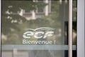 ECF logo brand and sign text of french driving school facade office learner france driver