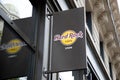 Hard Rock Cafe facade logo text with sign brand entrance signboard bar coffee in lyon France