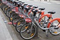 lyon urban city self-service bicycle in center town rent bike