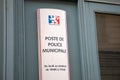 police municipale logo facade and text sign on station entrance office wall building official in