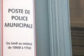 police municipale station logo facade and text sign on wall building official office