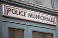 police municipale station Municipal police facade wall logo and text sign on entrance official