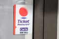 Ticket Restaurant Edenred carte brand logo and text sign card on windows entrance city bar