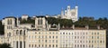 Lyon with basilica, cathedral and Saone river Royalty Free Stock Photo