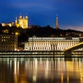 Lyon blue hour Royalty Free Stock Photo