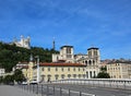 Lyon city in France and the Basilica of Notre Dame de Fourviere Royalty Free Stock Photo