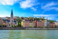 Lyon cityscape from Saone river Royalty Free Stock Photo