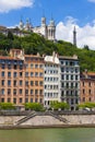 Lyon cityscape from Saone river Royalty Free Stock Photo