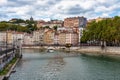 Lyon cityscape from Saone river with colorful houses and river, France, Europe Royalty Free Stock Photo