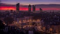 Panorama of the city of Lyon at dusk in winter Royalty Free Stock Photo