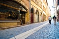 Lyon France cobblestone narrow street