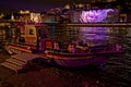 Bombers boat ready on Saone river banks during Festival of Lights