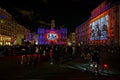 Crowd on Place des Terreaux during the Festival of Lights Royalty Free Stock Photo