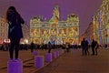 People for Festival of lights on City Hall and Place des Terreaux Royalty Free Stock Photo