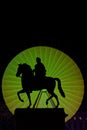Shadow of Equestrian statue during Festival of Lights Royalty Free Stock Photo