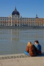 Sunny sunday rest on the Rhone river banks