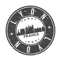 Lyon France Europe Stamp Logo Icon Symbol Design Skyline City.