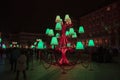 Lyon, France, Europe, 6th December 2019, a view of the Fetes des Lumieres aka festival of light and the les lustres in Place Louis Royalty Free Stock Photo