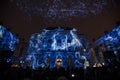 Lyon, France, Europe, 6th December 2019, a view of the Fetes des Lumieres aka festival of light and the lightning cloud at the