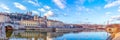 Cathedral Saint Jean and Basilica Notre-Dame de Fourviere, iconic symbols of Lyon, region Auvergne-Rhone-Alpes, Rhone, France Royalty Free Stock Photo