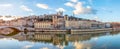 Cathedral Saint Jean and Basilica Notre-Dame de Fourviere, iconic symbols of Lyon, Rhone, France Royalty Free Stock Photo