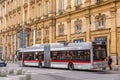 Electric trolleybus carrying passengers in Lyon city, France