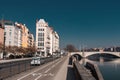 Urban scene with buildings around the River Saone, Lyon, France Royalty Free Stock Photo