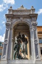 Old fountain in the historic centre of Lyon town, France