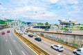 LYON, FRANCE, JULY 22, 2017: Traffic near the Confluence museum in Lyon, France Royalty Free Stock Photo